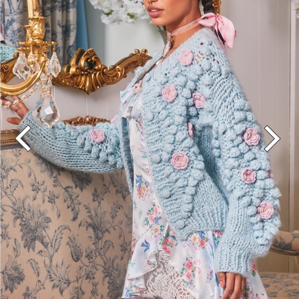 🍁🍂Sugar Thrillz Floral Cardigan🍁🍂LoveShackFancy Vibes! NWT! Size S! - Picture 5 of 9